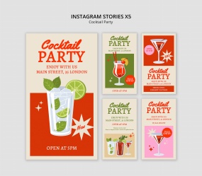 INS风格鸡尾酒派对X5模板设计